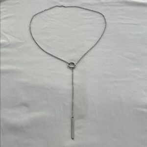 Sterling Silver Circle/Bar Pendant Lariat Necklace